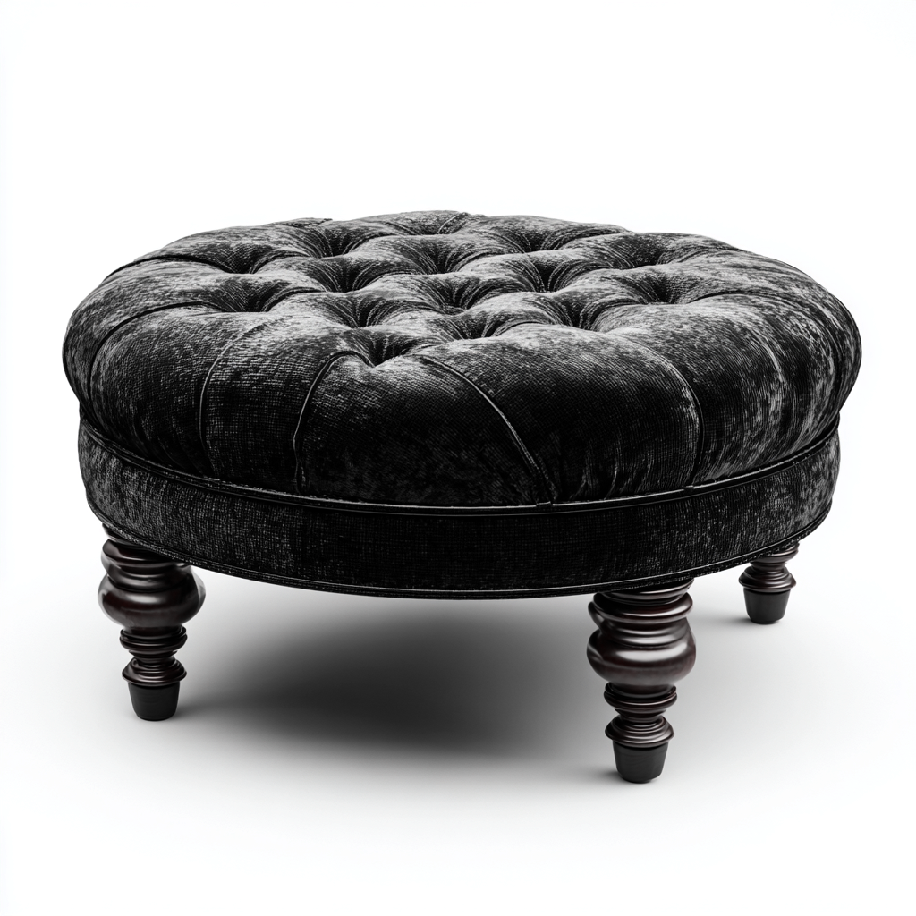 Fußhocker Samt 80x80x40 cm - Schwarz - Klassisches gepolstertes Design für Wohnzimmer-Roomuphub