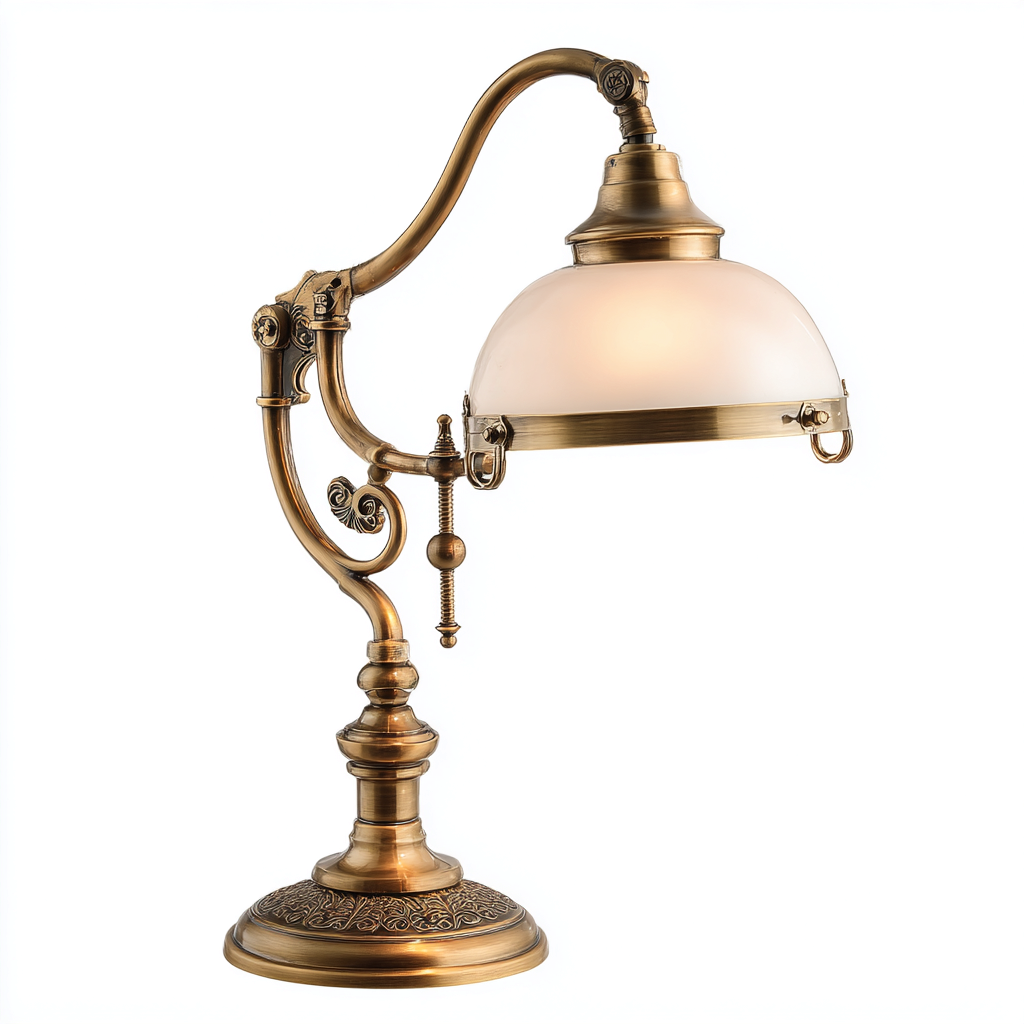 Tischlampe Metall - Glas 25x18x40 cm - messing - weiß - vintage Design - für Innenraum-Roomuphub