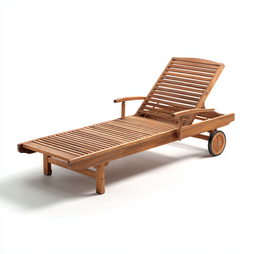 Sonnenliege aus Holz 200x70x85 cm - natur - verstellbares Design für Garten geeignet-Roomuphub