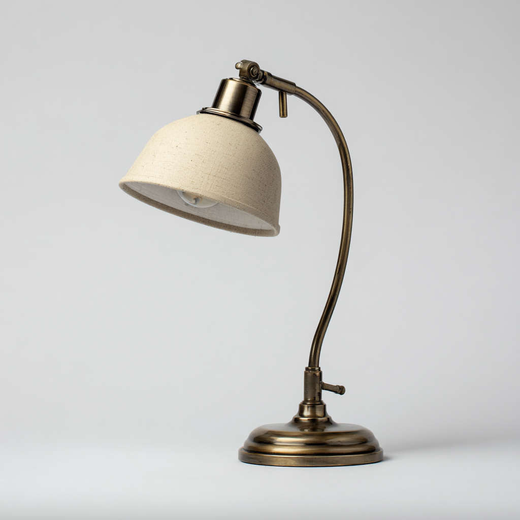 Tischlampe Metall - Stoff 20x20x36 cm - messing - creme - klassisches Design - für Innenraum-Roomuphub