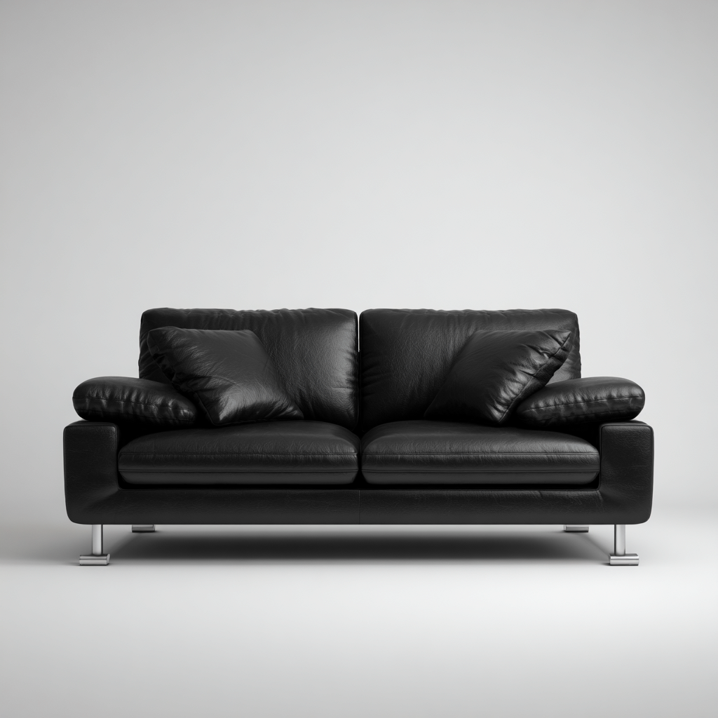 Zweisitzer Sofa Echtleder 188x92x86 cm - schwarz - geeignet für Wohnzimmer - modernes Design-Roomuphub