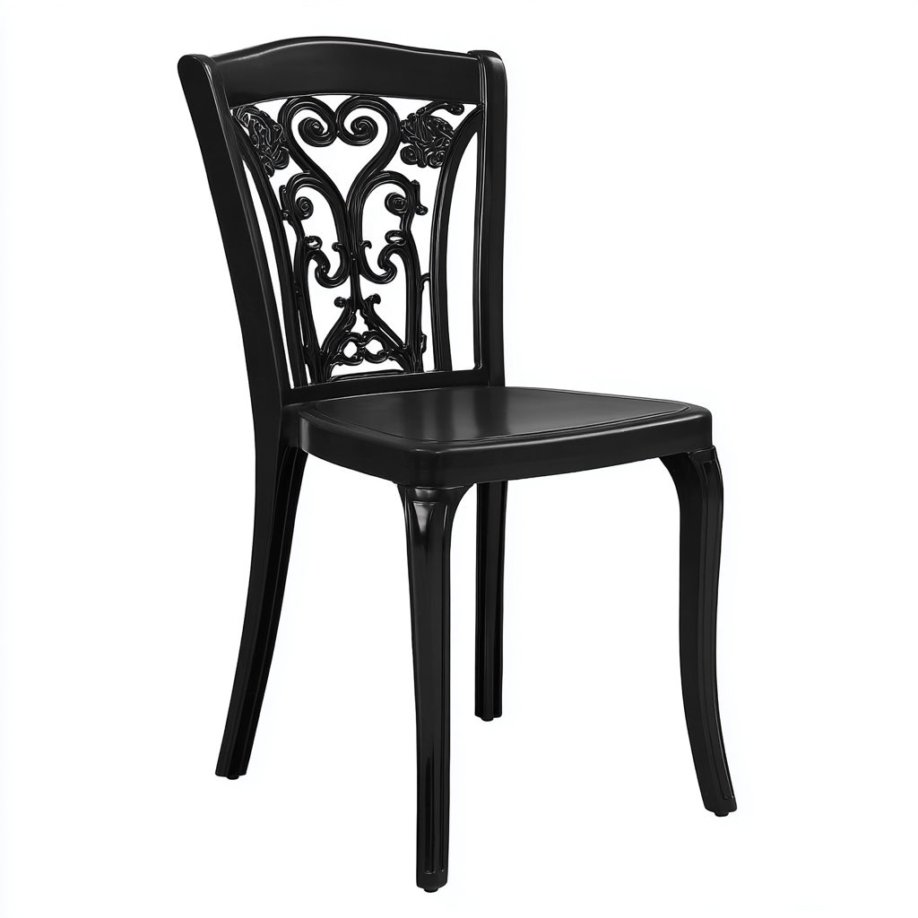 Gartenstuhl Kunststoff 45x52x88 cm - Schwarz - Dekoratives Design - Für Garten geeignet-Roomuphub