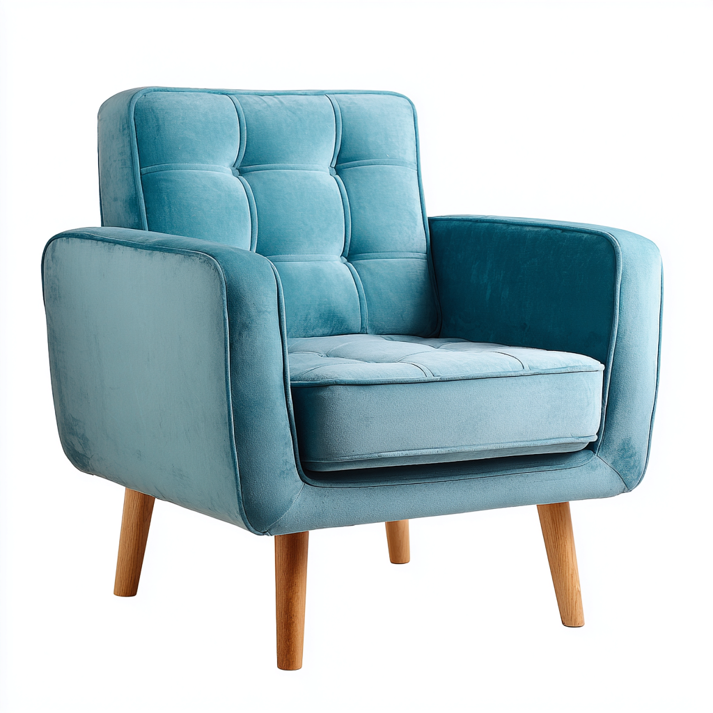 Sessel Samt 78x72x92 cm - Türkisblau - Modernes Design mit Armlehnen für Wohnzimmer-Roomuphub