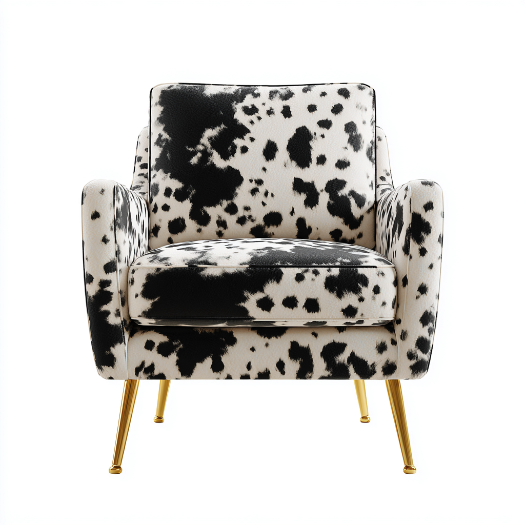 Sessel Stoff - Metall 85x80x90 cm - Schwarz - Weiß - Gold - Modernes Design - für Wohnzimmer-Roomuphub