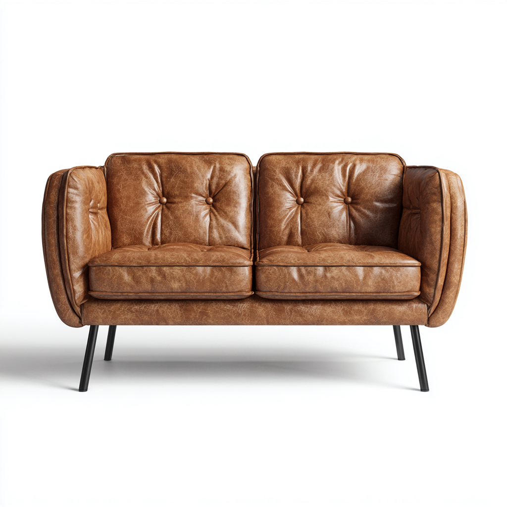 Zweisitzer Sofa Kunstleder 155x85x85 cm - braun - geeignet für Wohnzimmer - modernes Design-Roomuphub