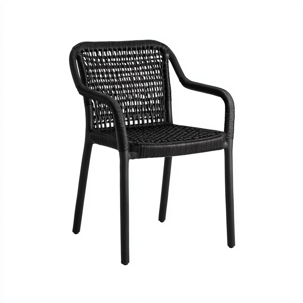 Gartenstuhl Rattan - Kunststoff 56x55x88 cm - schwarz - für den Außenbereich - modernes Design-Roomuphub