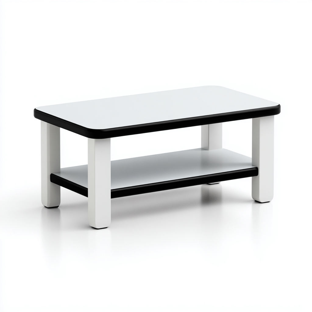 Couchtisch Holz 110x55x45 cm - weiß - schwarz - modernes Design - für Wohnraum-Roomuphub