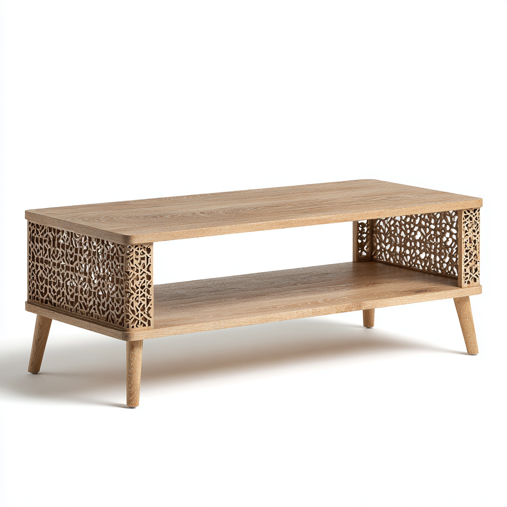 Couchtisch Holz 110x55x45 cm - natur - dekoratives Design - für Wohnraum-Roomuphub