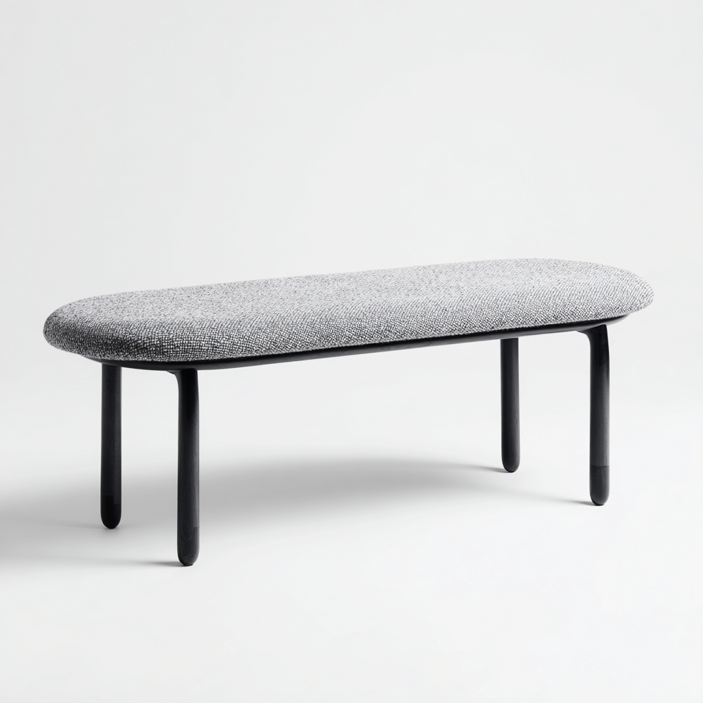 Sitzbank für Flur Stoffpolster 110x38x45 cm - hellgrau - für Eingangsbereich - modernes Design-Roomuphub