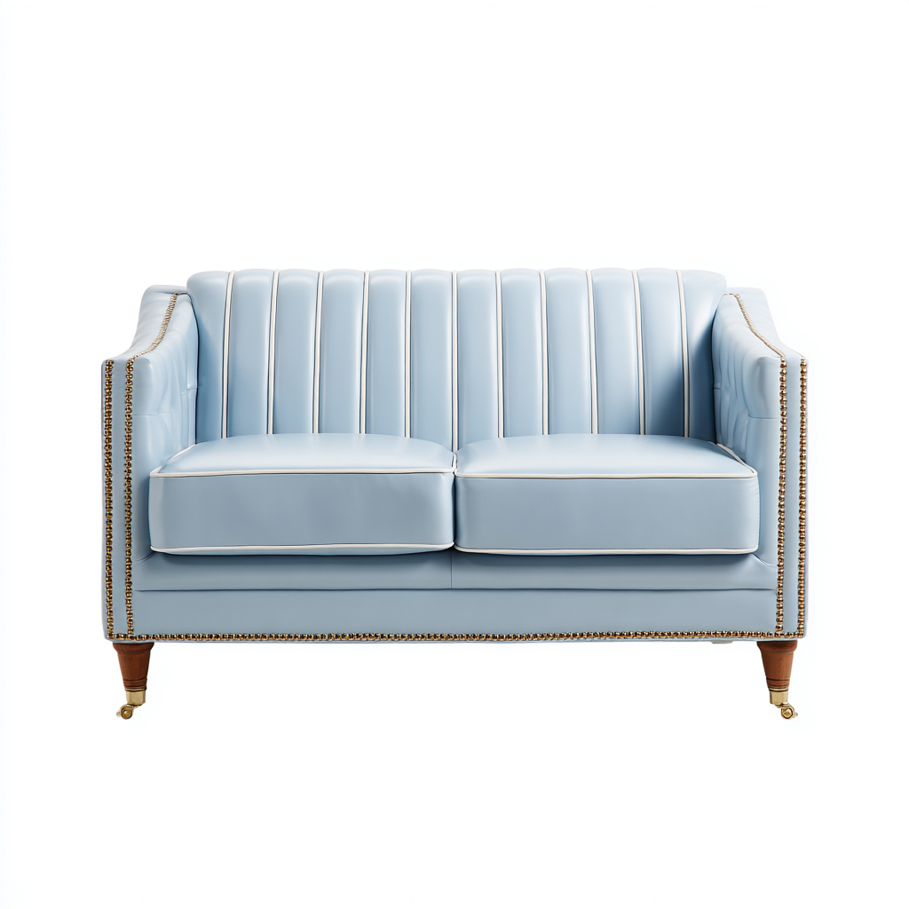 Zweisitzer Sofa Kunstleder 162x82x86 cm - hellblau - modernes Design - für Wohnzimmer-Roomuphub