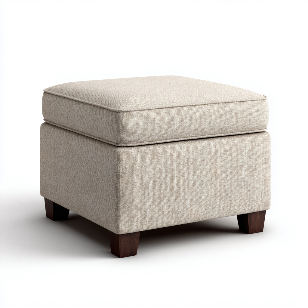 Fußhocker Stoff 55x55x45 cm - Beige - Modernes Polsterdesign für Wohnzimmer-Roomuphub