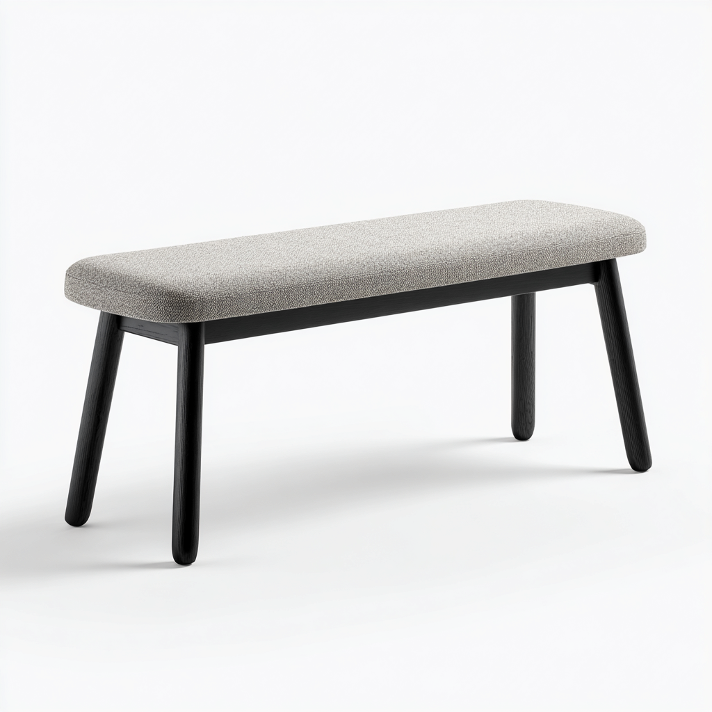 Sitzbank für Flur Stoff-Holz 95x35x47 cm - hellgrau - schwarz - skandinavisches Design - geeignet für den Eingangsbereich-Roomuphub