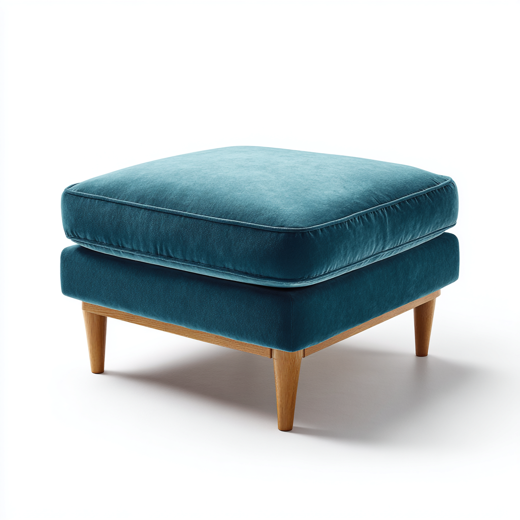 Fußhocker Samtstoff 60x60x45 cm - Türkis - Weiches Polsterdesign für Wohnzimmer-Roomuphub