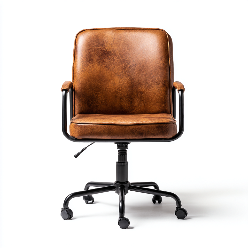 Bürostuhl Kunstleder 58x60x90 cm - braun - schwarz - ergonomisches Design für Büro-Roomuphub