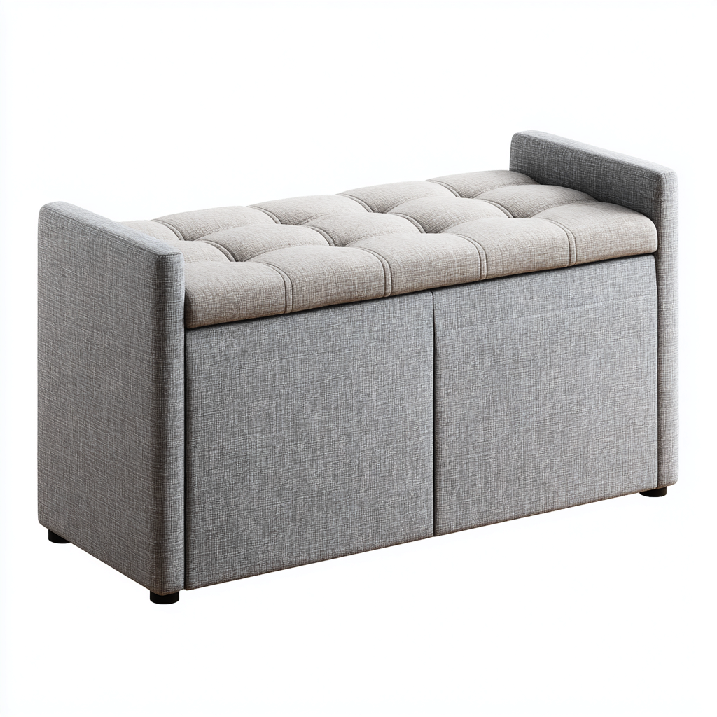 Sitzbank für Flur Stoffpolster mit Stauraum 100x40x52 cm - hellgrau - für Eingangsbereich - modernes Design-Roomuphub