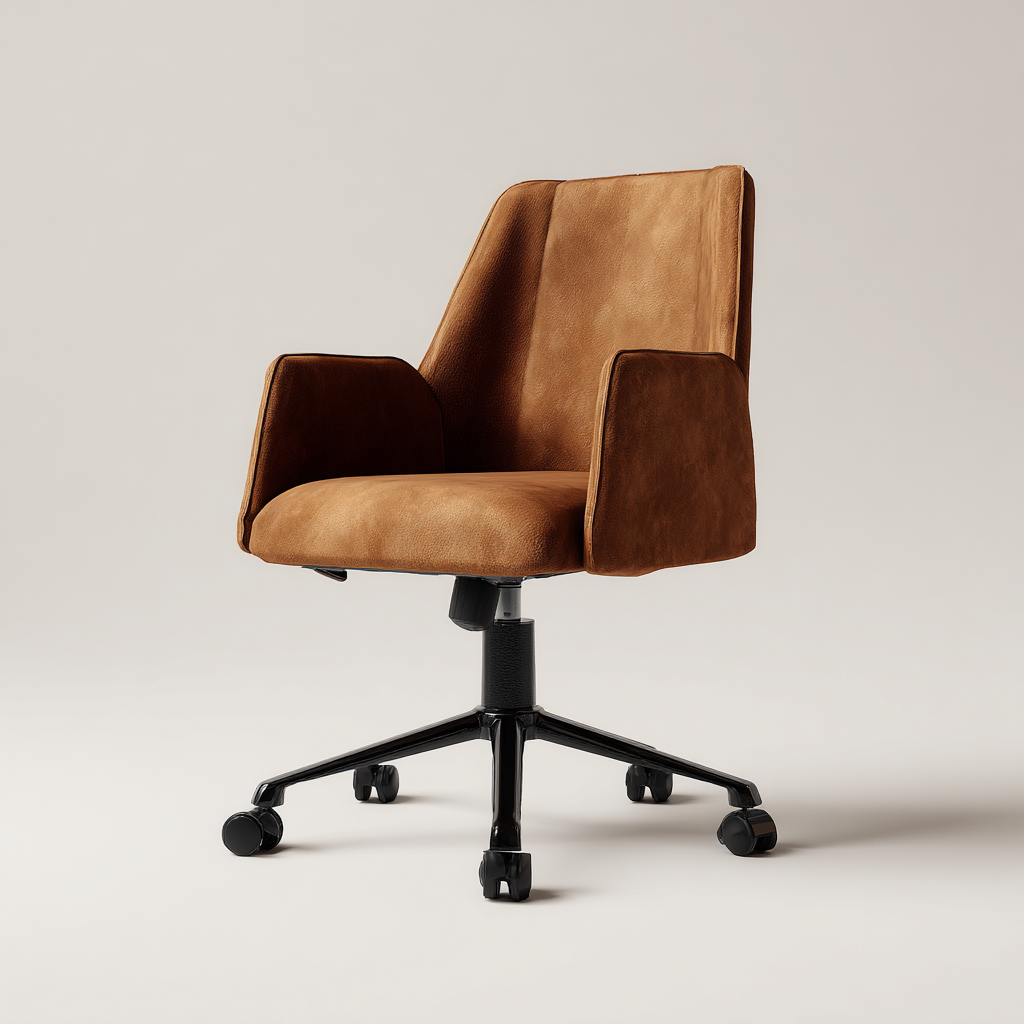 Bürostuhl - Kunstlederpolster 60x60x88 cm - Braun - Modernes Design - geeignet für Büro-Roomuphub