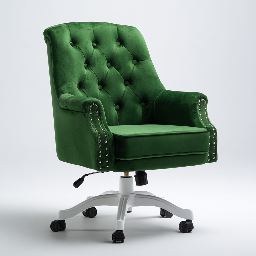 Bürostuhl - Samtpolster 65x65x95 cm - Grün - Klassisches Design - geeignet für Büro-Roomuphub