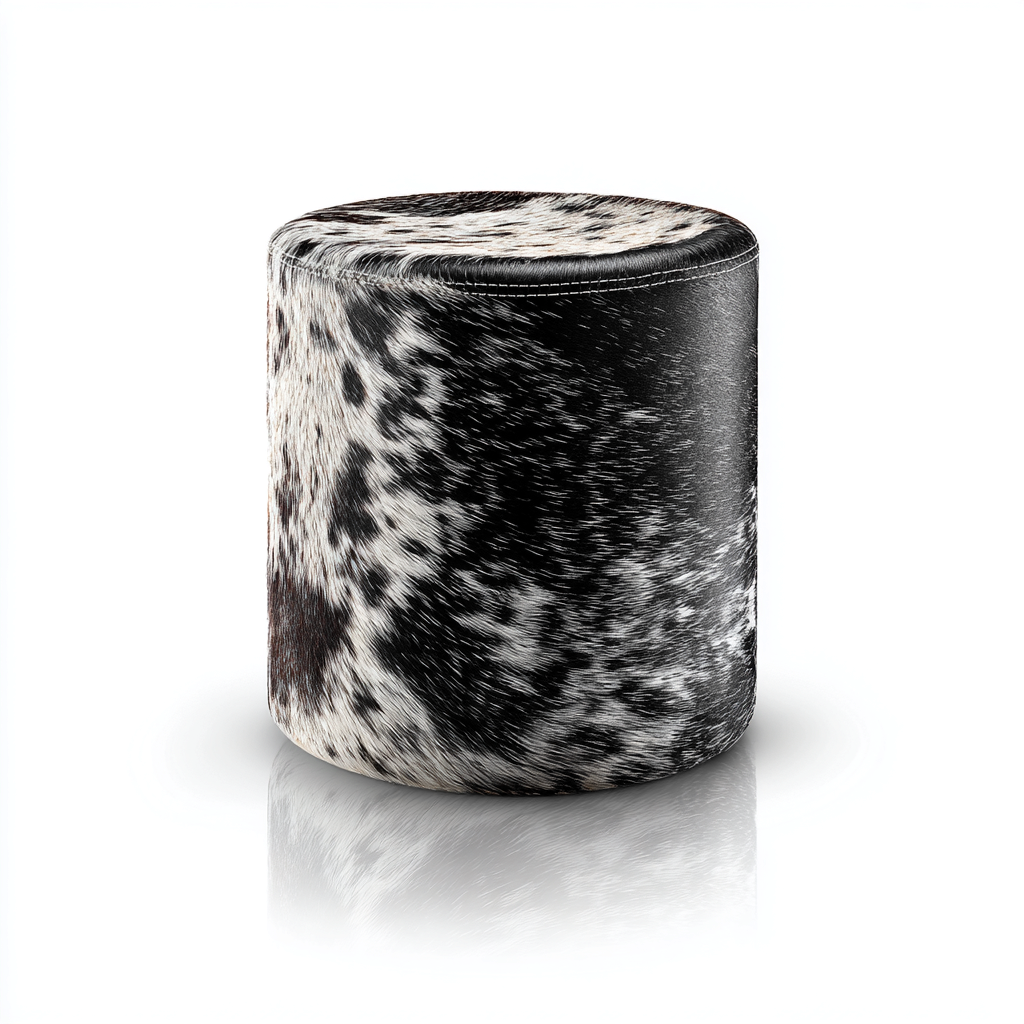 Fußhocker Kunstfell 35x35x45 cm - Schwarz - Weiß - Modernes Design - für Wohnzimmer-Roomuphub