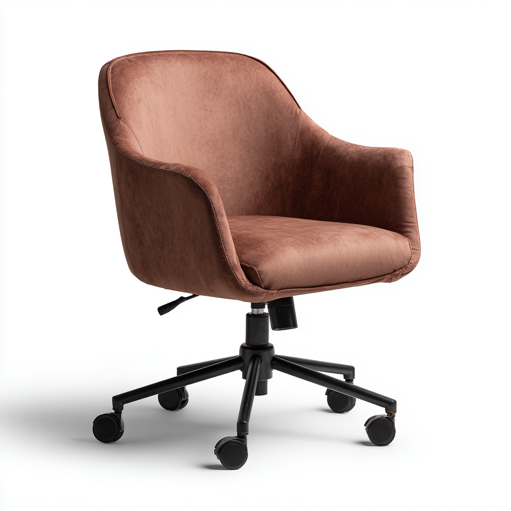 Bürostuhl - Samtpolster 62x62x88 cm - Braun - Modernes Design - geeignet für Büro-Roomuphub