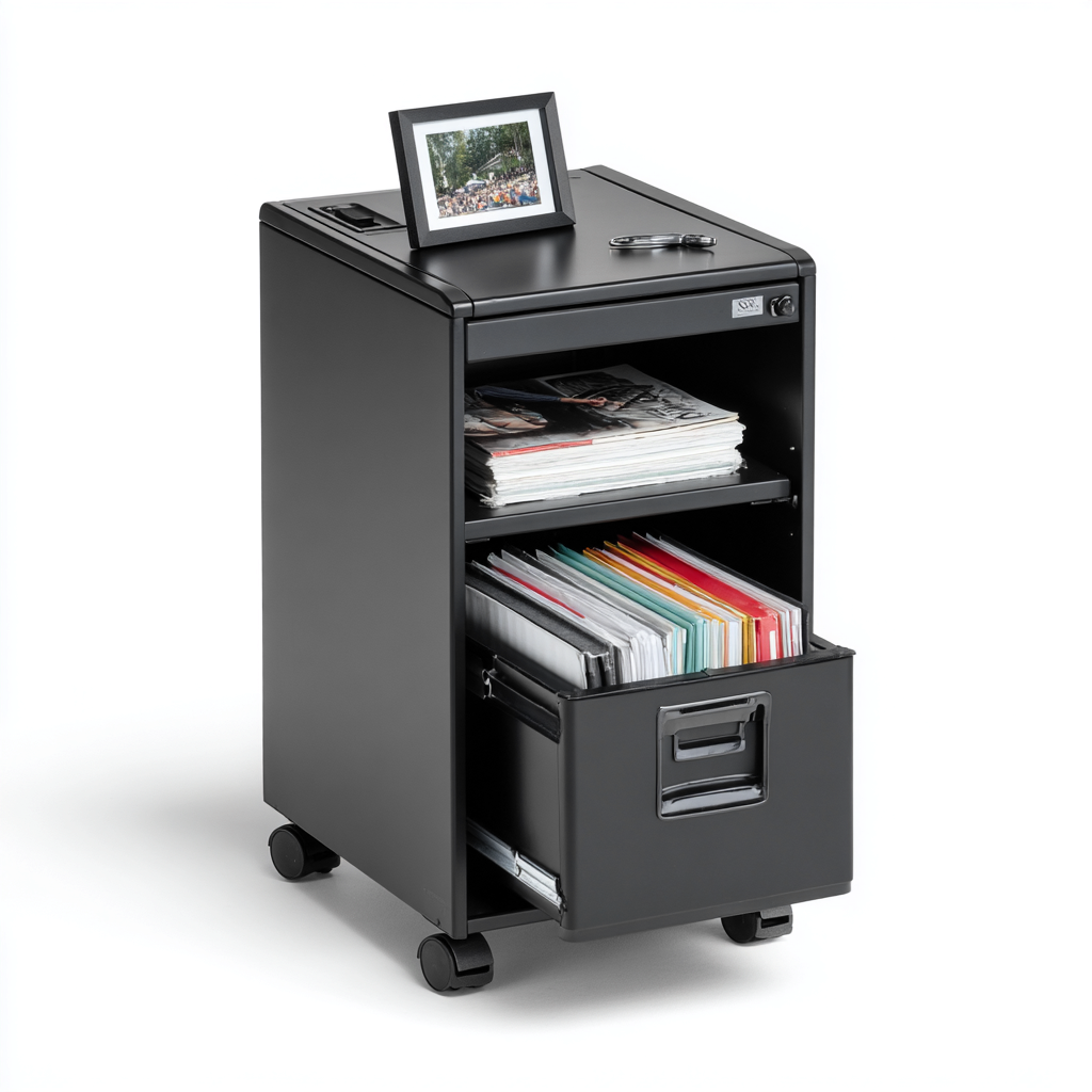 Aktenschrank Metall 45x40x75 cm - schwarz - für Büro - Homeoffice - modernes Design-Roomuphub