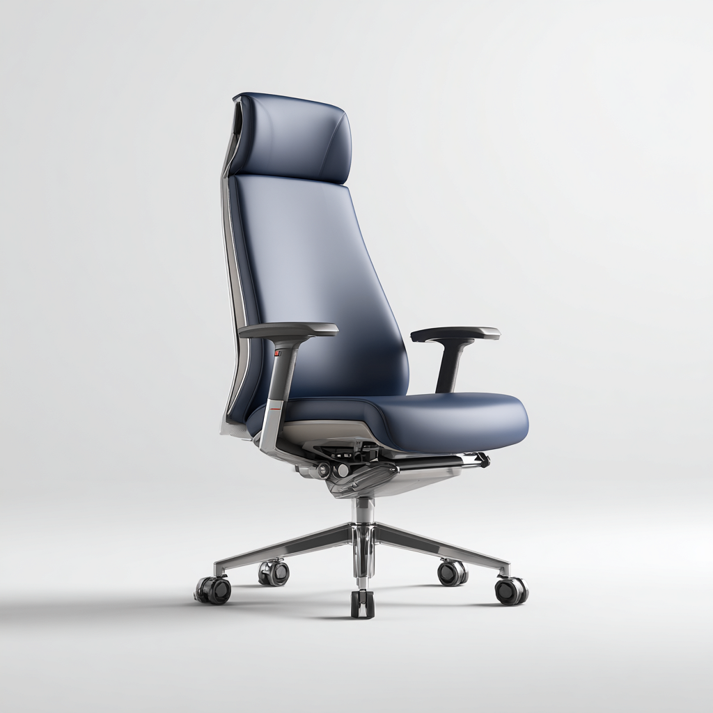 Bürostuhl - Kunstlederpolster 70x70x130 cm - Blau - Ergonomisches Design - geeignet für Büro-Roomuphub