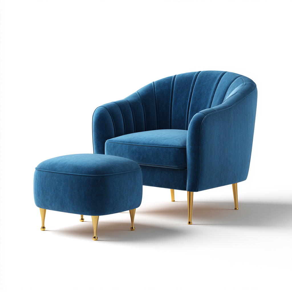 Sessel Samt 82x78x90 cm - Blau - Modernes Design mit Armlehnen für Wohnzimmer-Roomuphub