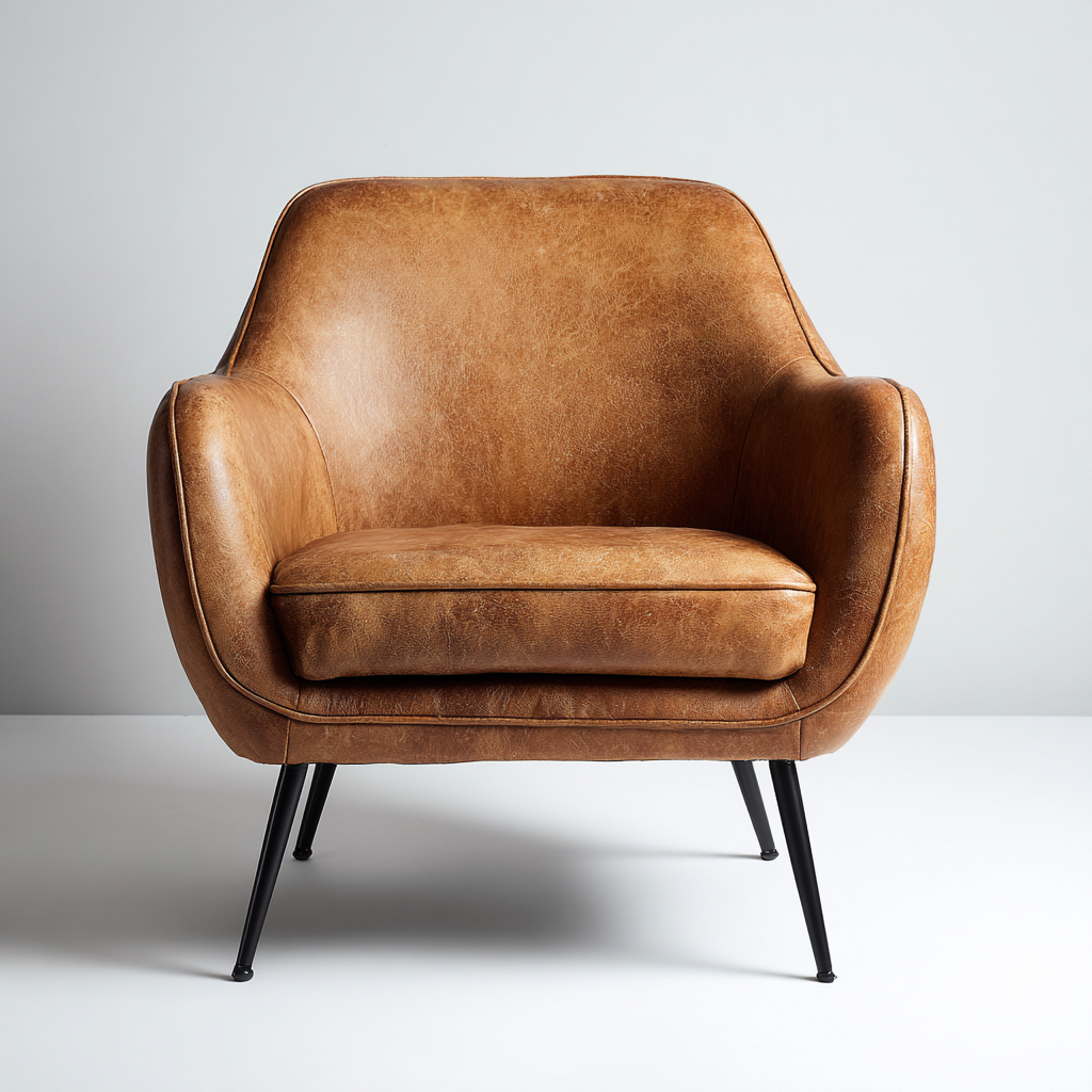 Sessel Leder 85x80x88 cm - braun - modernes Design - für Wohnraum-Roomuphub