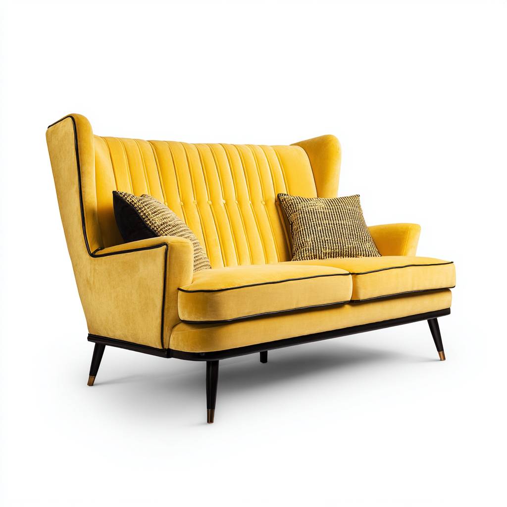 Zweisitzer Sofa Stoff 178x90x102 cm - gelb - modernes Design - für Wohnzimmer-Roomuphub