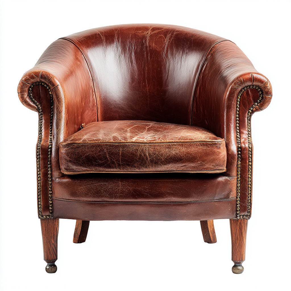 Sessel Leder 78x75x82 cm - braun - klassisches Design - für Wohnraum-Roomuphub