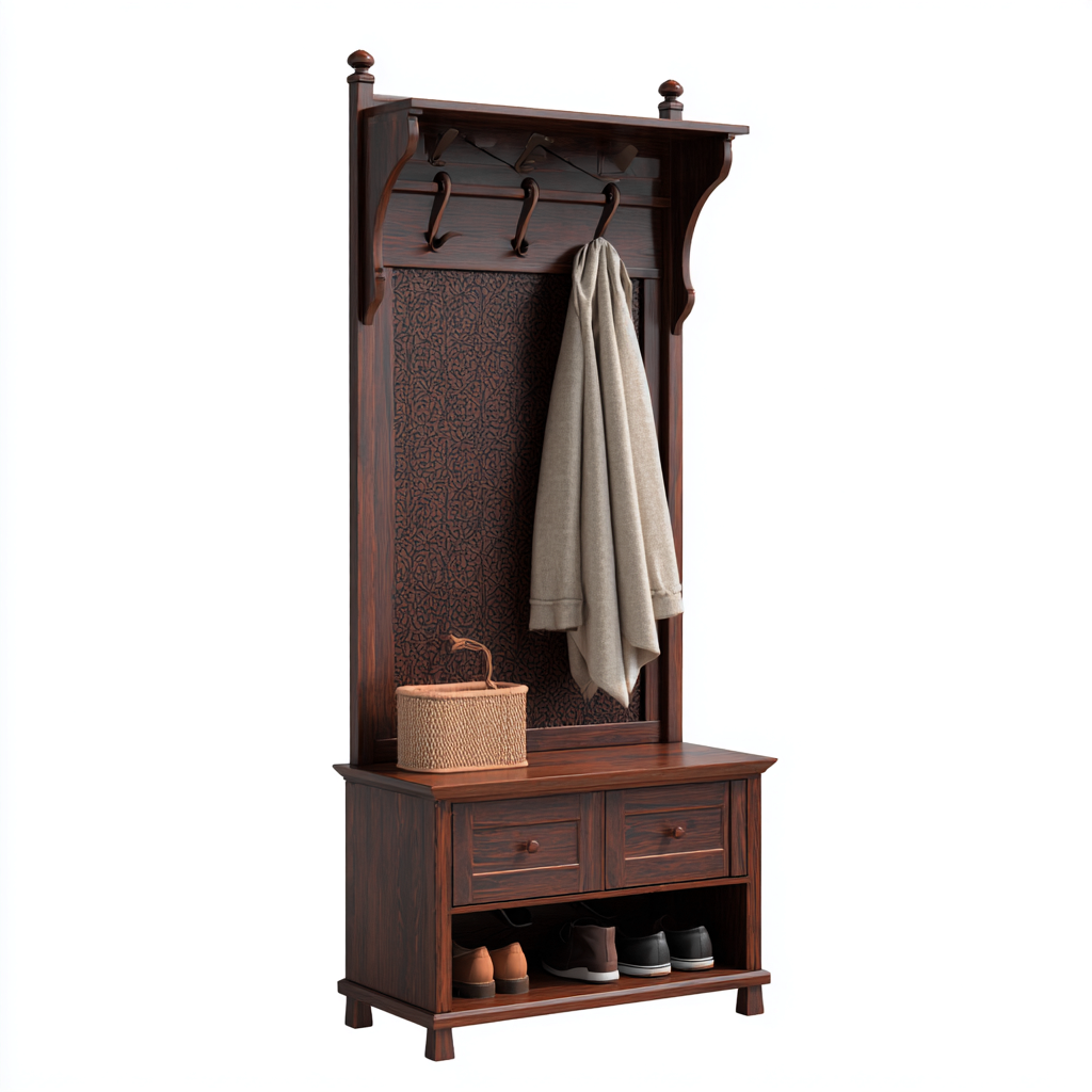 Garderobenständer Holz 95x40x185 cm - dunkelbraun - für Flur geeignet - klassisches Design-Roomuphub