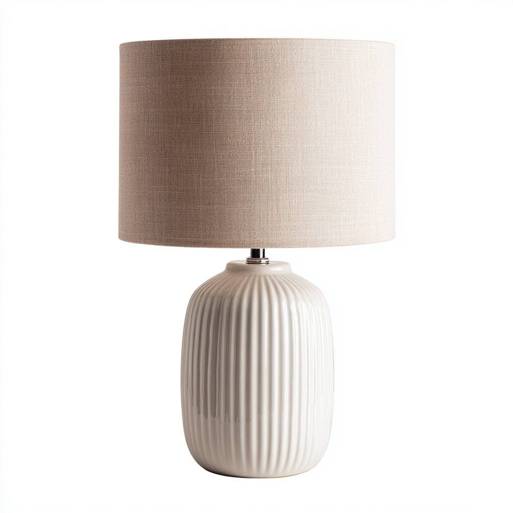Tischlampe Keramik-und-Stoff 30x30x55 cm Beige Für-Wohnzimmer Modernes-Design-Roomuphub