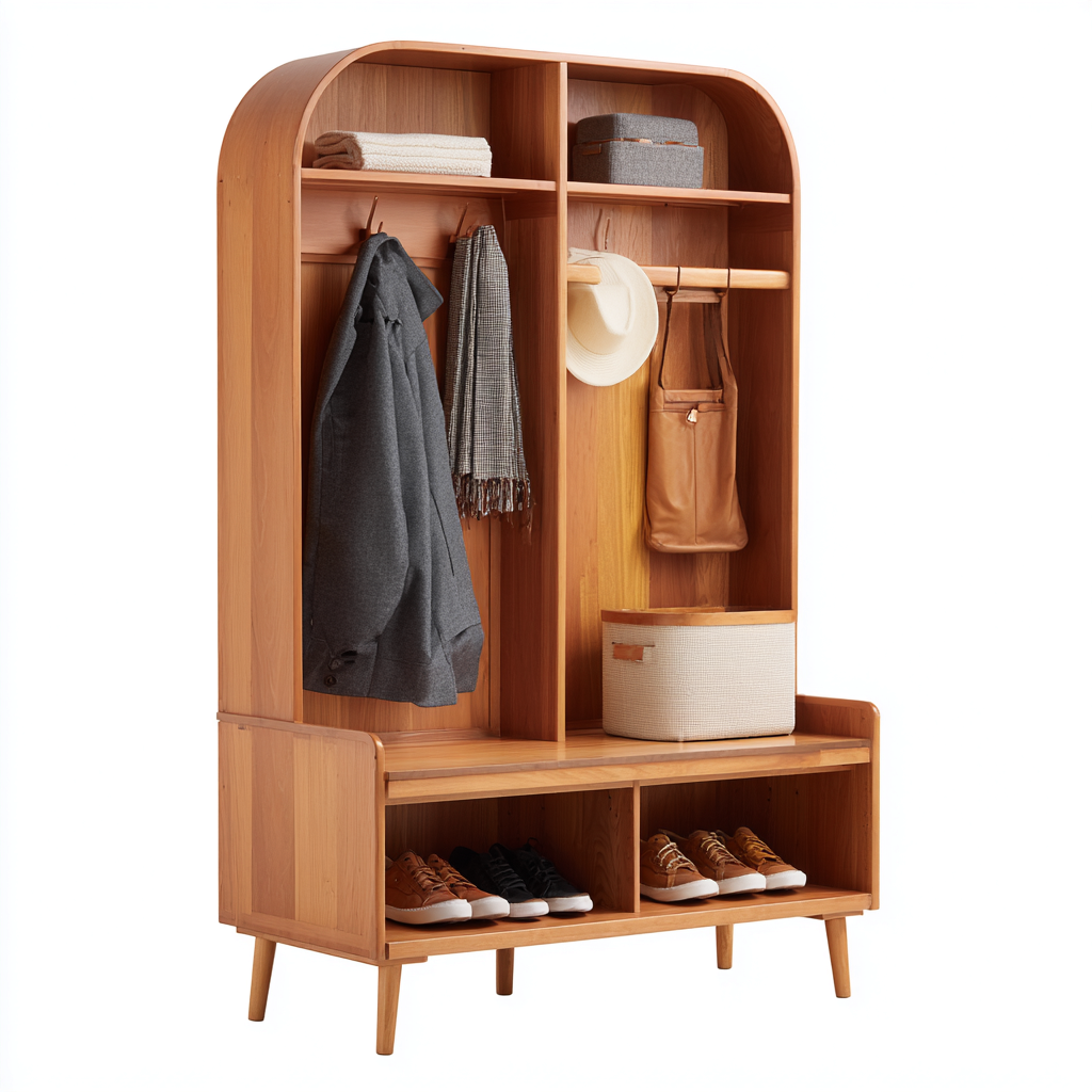 Garderobenständer Holz 90x40x175 cm - dunkelbraun - für Flur geeignet - klassisches Design-Roomuphub