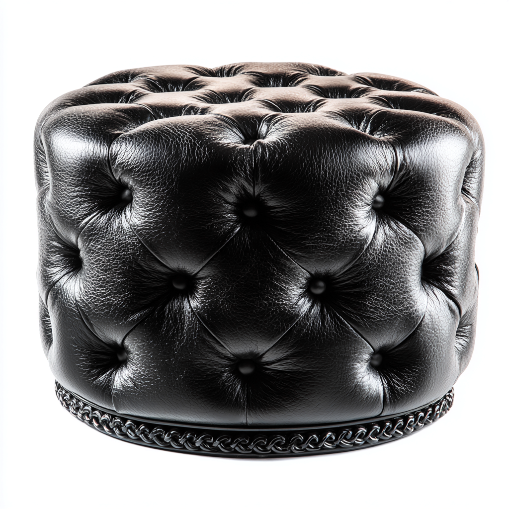 Fußhocker Kunstleder 50x50x45 cm - Schwarz - Chesterfield Design - für Wohnzimmer-Roomuphub