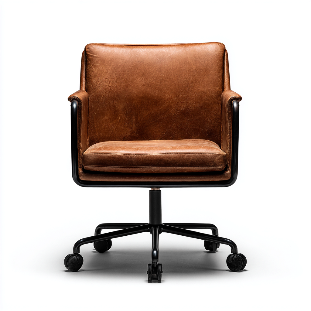 Bürostuhl - Lederpolsterung - 60x60x85 cm - Braun - Schwarz - ergonomisches Design für Büro-Roomuphub