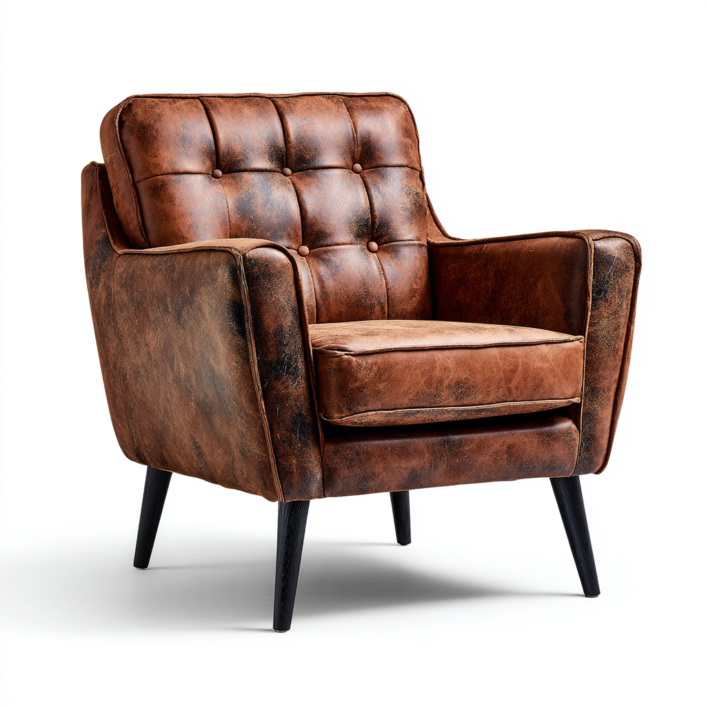 Sessel Leder 80x85x88 cm - braun - Vintage Design - für Wohnraum-Roomuphub