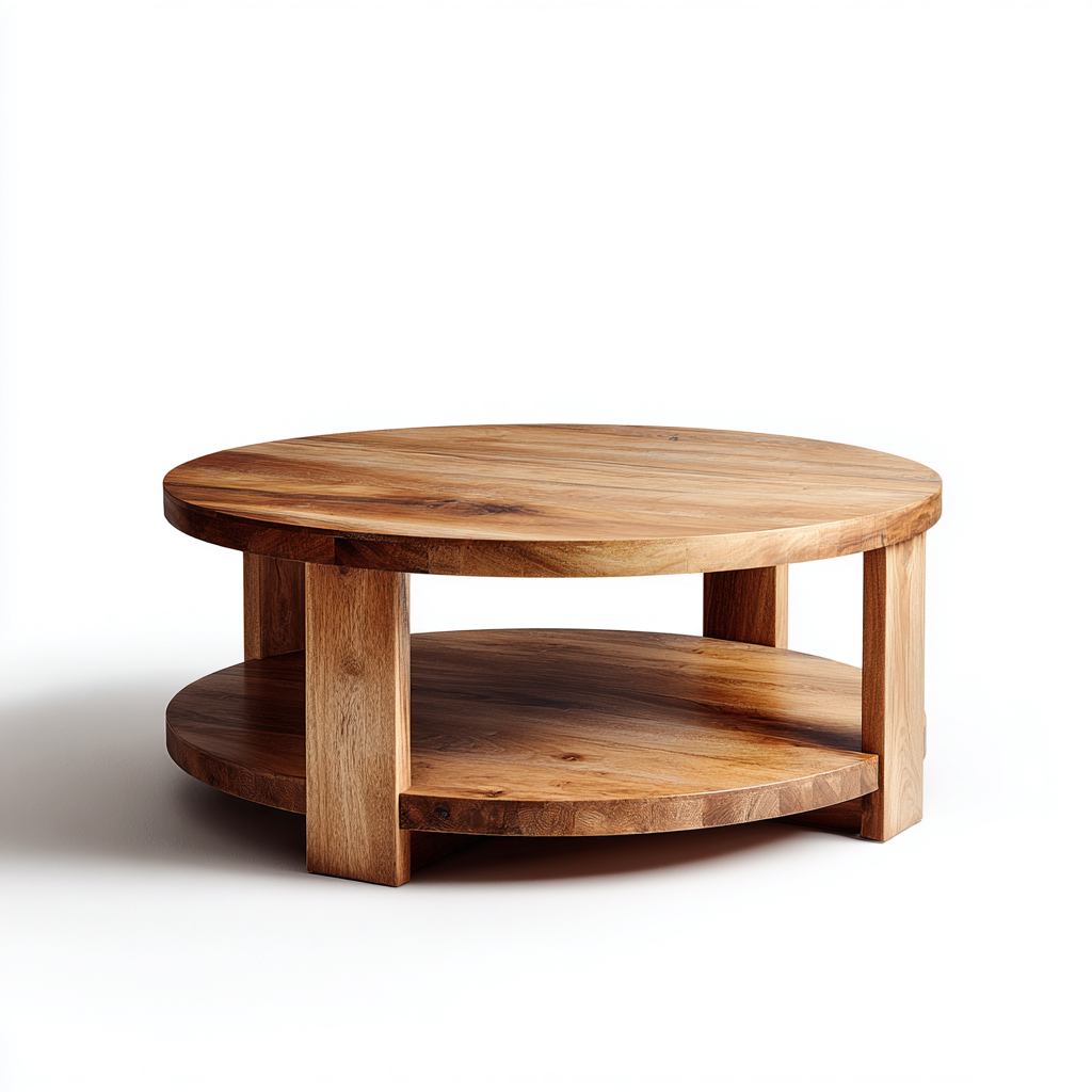 Couchtisch Holz 85x85x40 cm - Natur - Rundes modernes Design für Wohnzimmer-Roomuphub