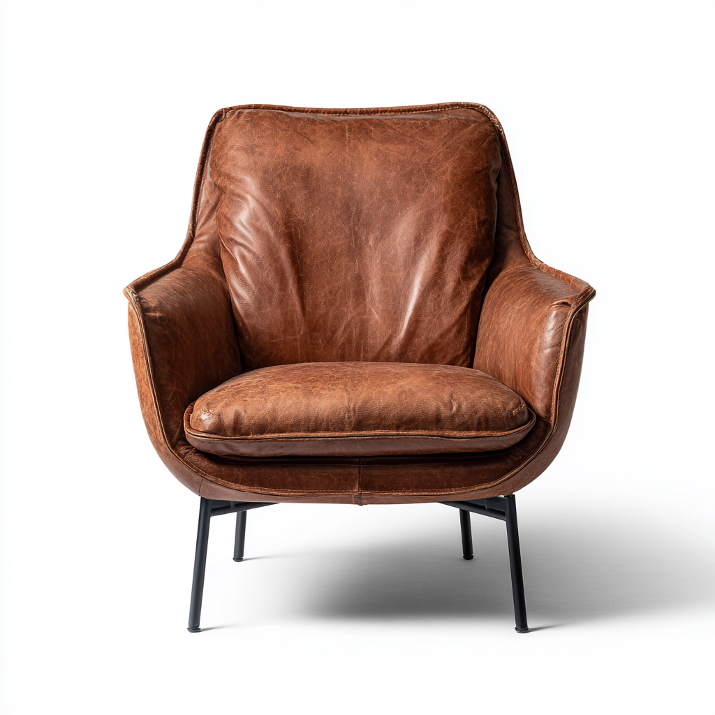 Sessel-Ledersessel-70x75x95 cm-Braun-für Wohnzimmer-Modernes Design-Roomuphub