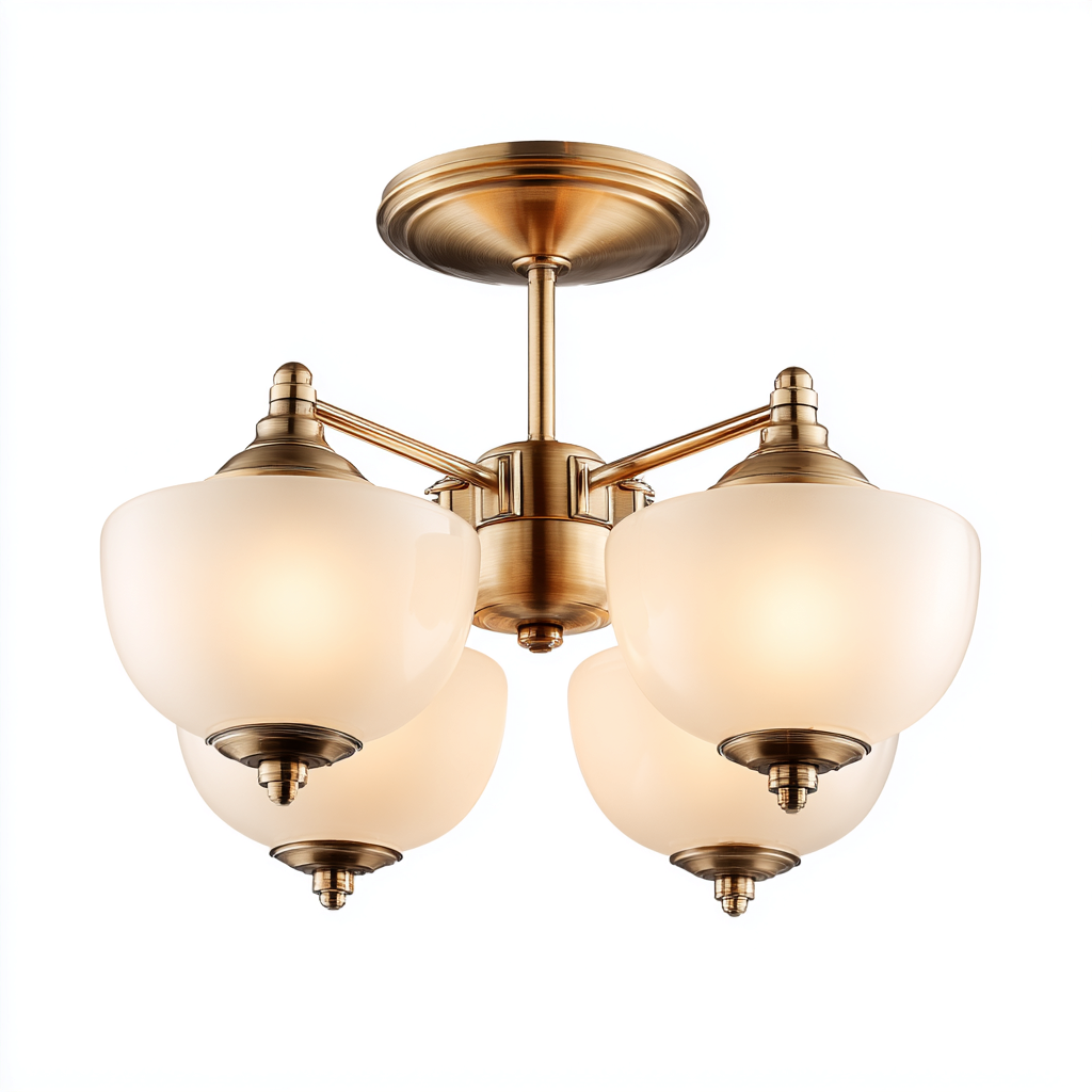 Deckenleuchte Metall - Glas 42x42x30 cm - gold - weiß - klassisches Design - geeignet für Innenräume-Roomuphub