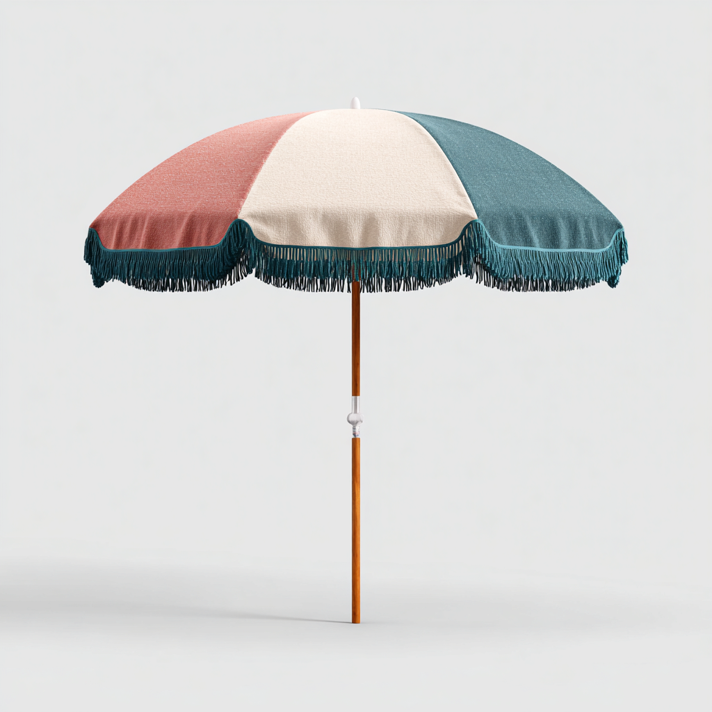 Sonnenschirm Polyester 210x180 cm - rot - beige - grün - klassisches Design - für Garten-Roomuphub