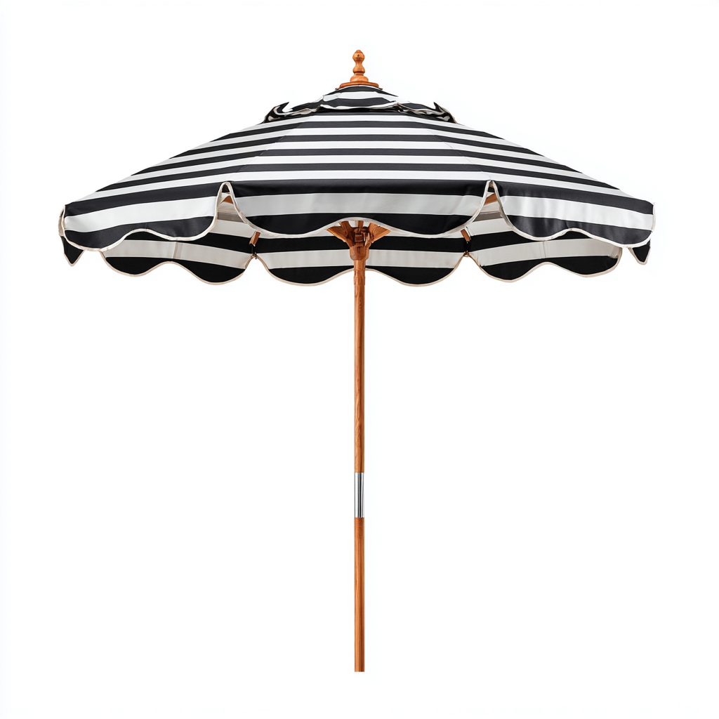 Sonnenschirm Polyester Holz 250x250 cm - schwarzweiß - für Garten - klassisches Design-Roomuphub