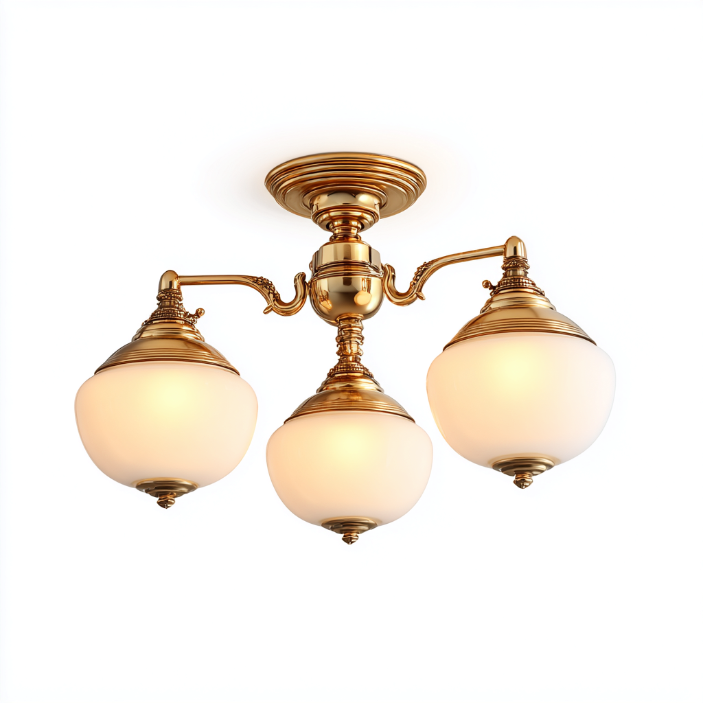 Deckenleuchte Metall - Glas 40x40x27 cm - gold - weiß - klassisches Design - geeignet für Innenräume-Roomuphub