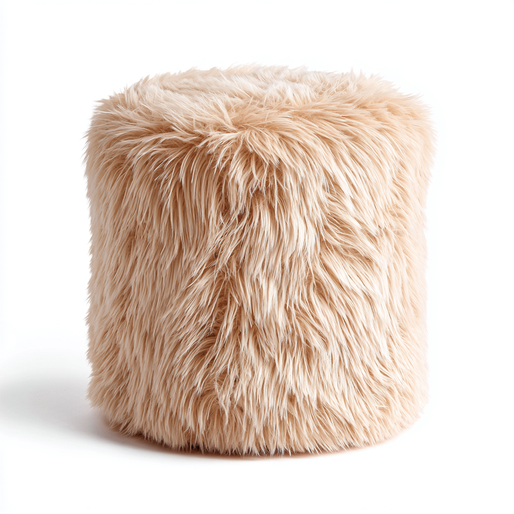 Fußhocker Kunstfell 40x40x45 cm - Beige - Modernes Design - für Wohnzimmer-Roomuphub