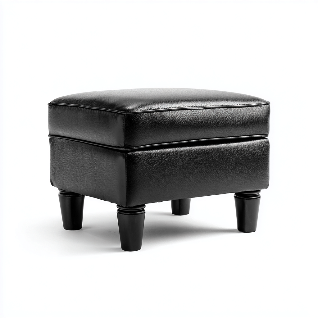 Fußhocker Kunstleder 45x35x40 cm - Schwarz - Modernes Design - für Wohnzimmer-Roomuphub