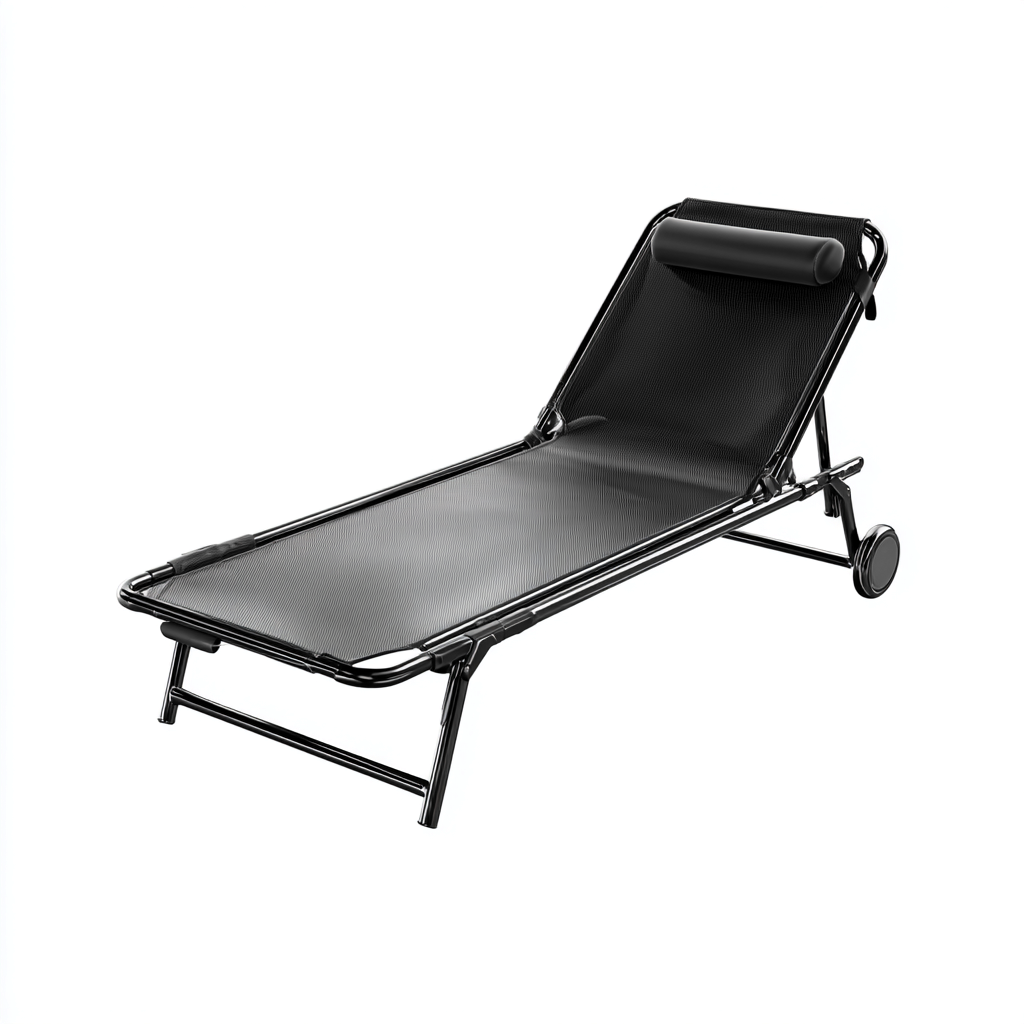 Sonnenliege Stahl - Textil 190x60x88 cm - schwarz - für den Außenbereich - verstellbare Rückenlehne - mit Rollen-Roomuphub