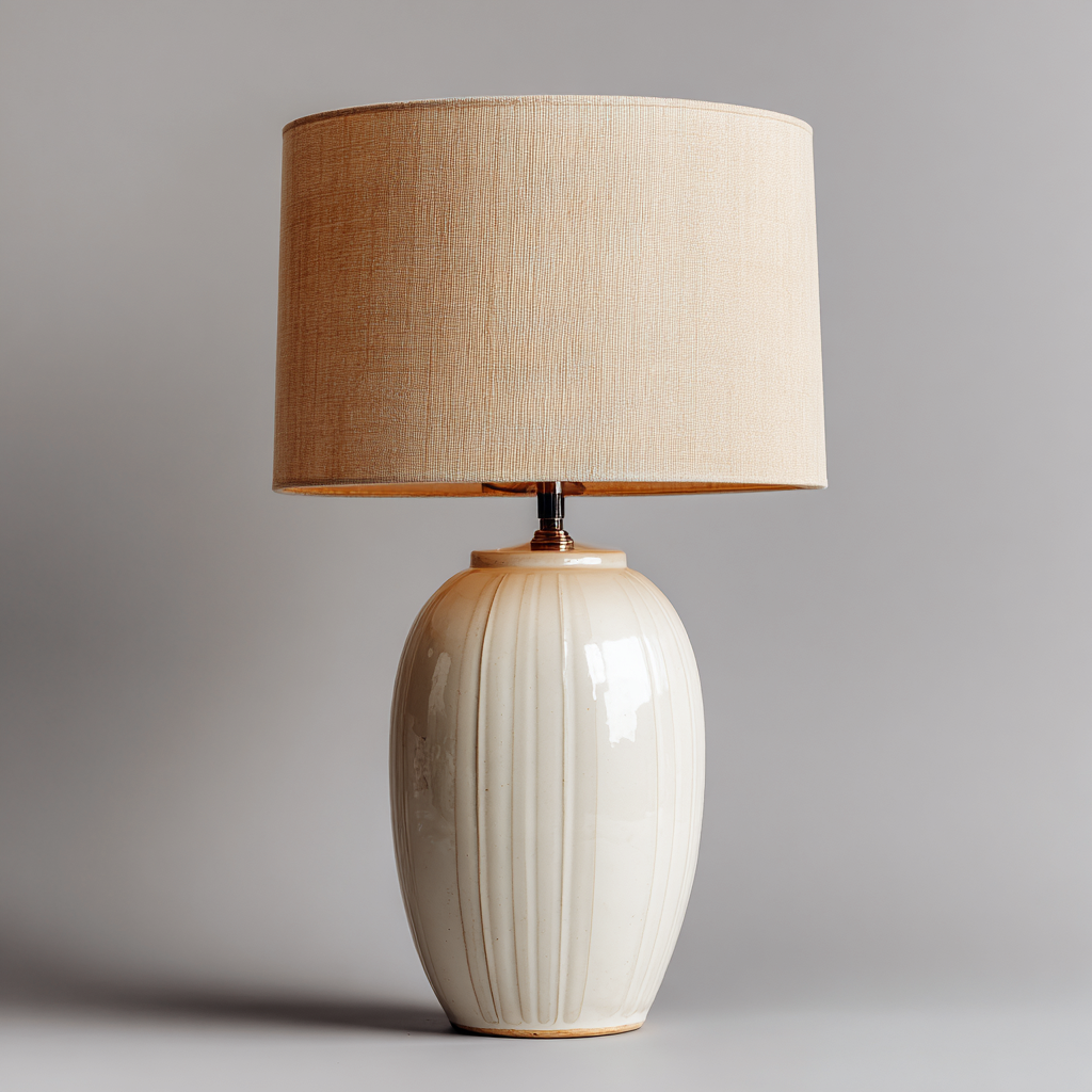 Tischlampe Keramik-und-Stoff 30x30x50 cm Beige Für-Wohnzimmer Modernes-Design-Roomuphub