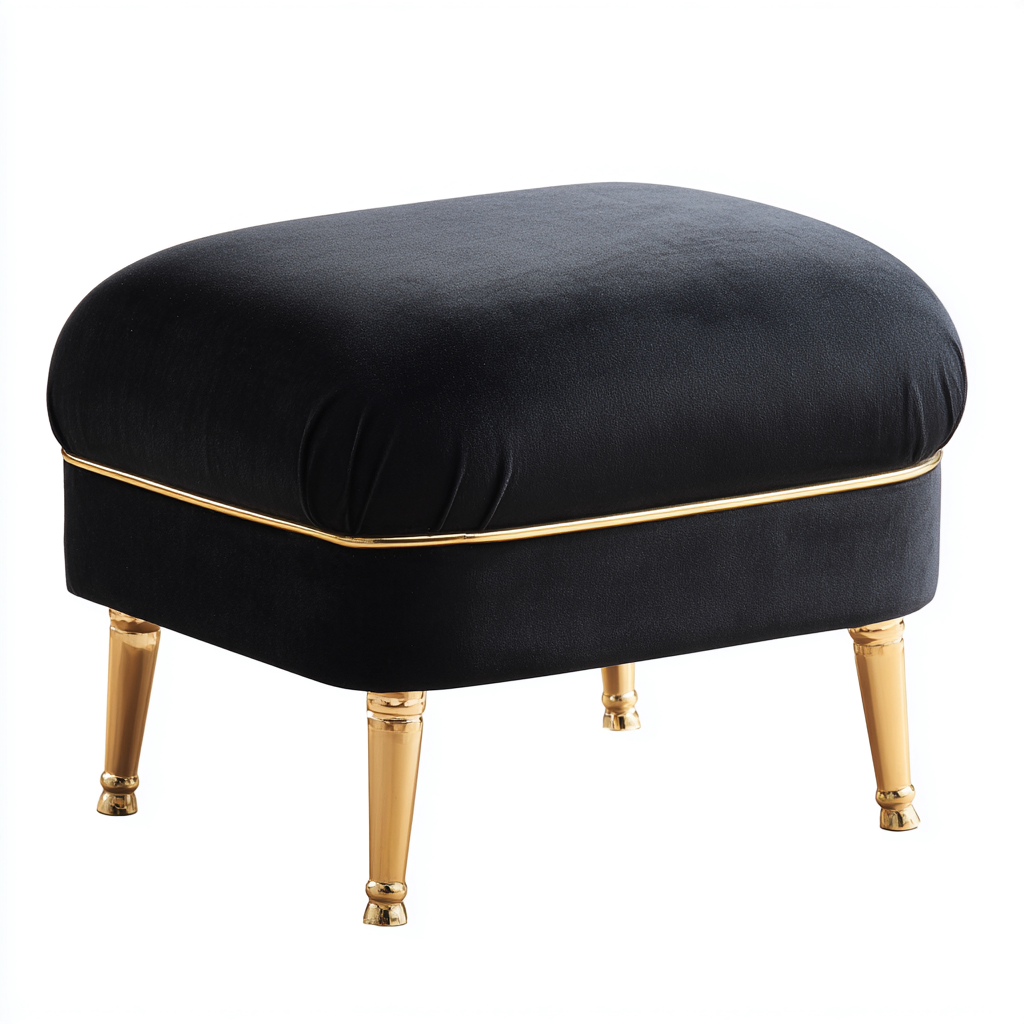 Fußhocker Samt 55x45x45 cm - Schwarz - Gold - Elegantes Design für Wohnzimmer-Roomuphub