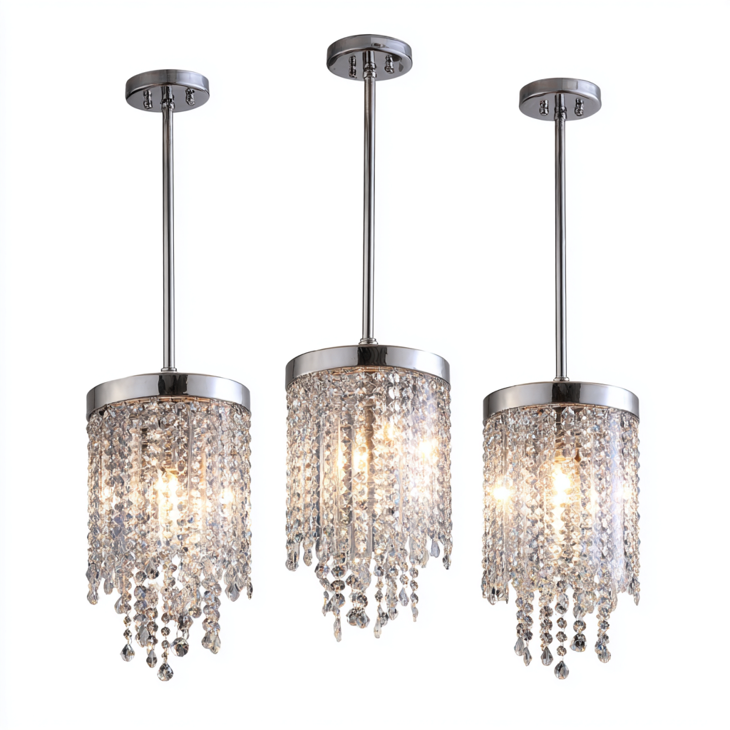 Deckenleuchte Metall - Glas 14x14x45 cm - chrom - klar - modernes Kristalldesign - geeignet für Innenräume-Roomuphub