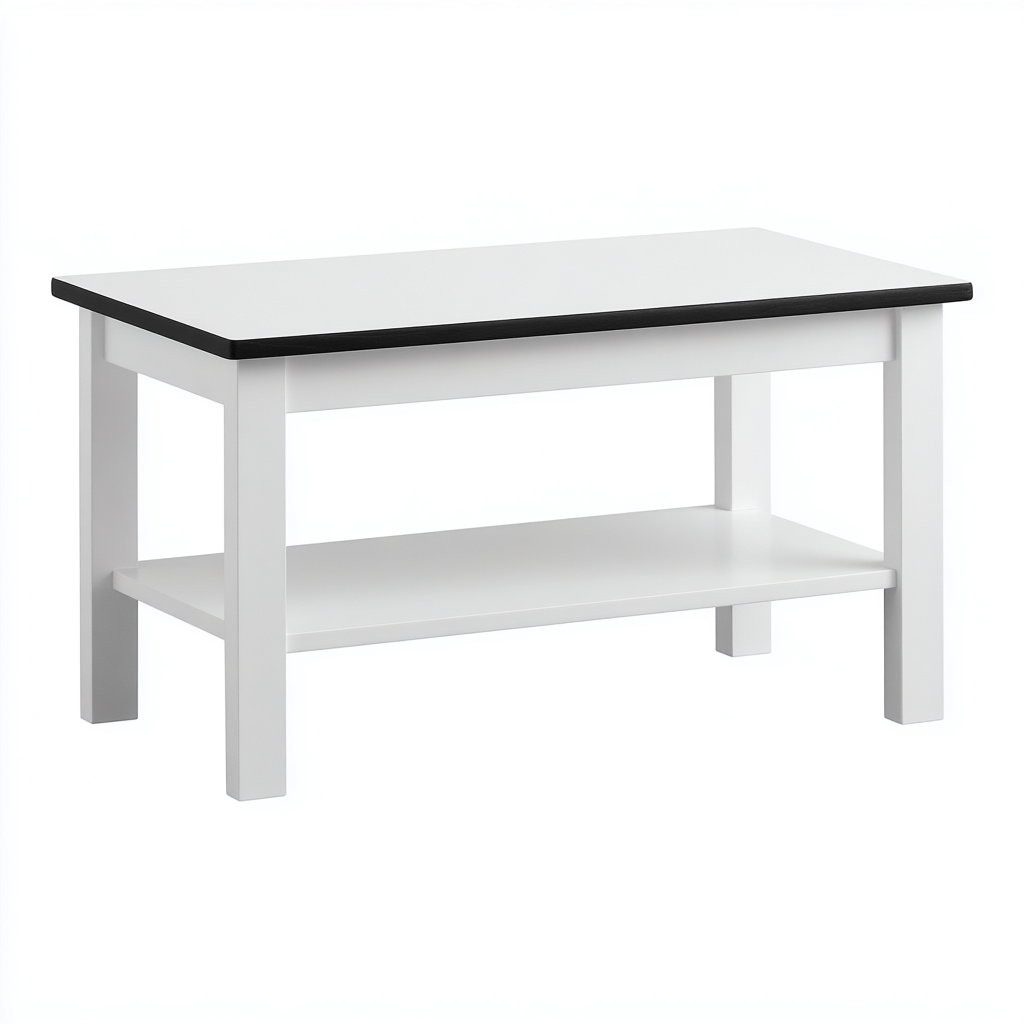 Couchtisch Holz 105x55x45 cm - weiß - schwarz - modernes Design - für Wohnraum-Roomuphub