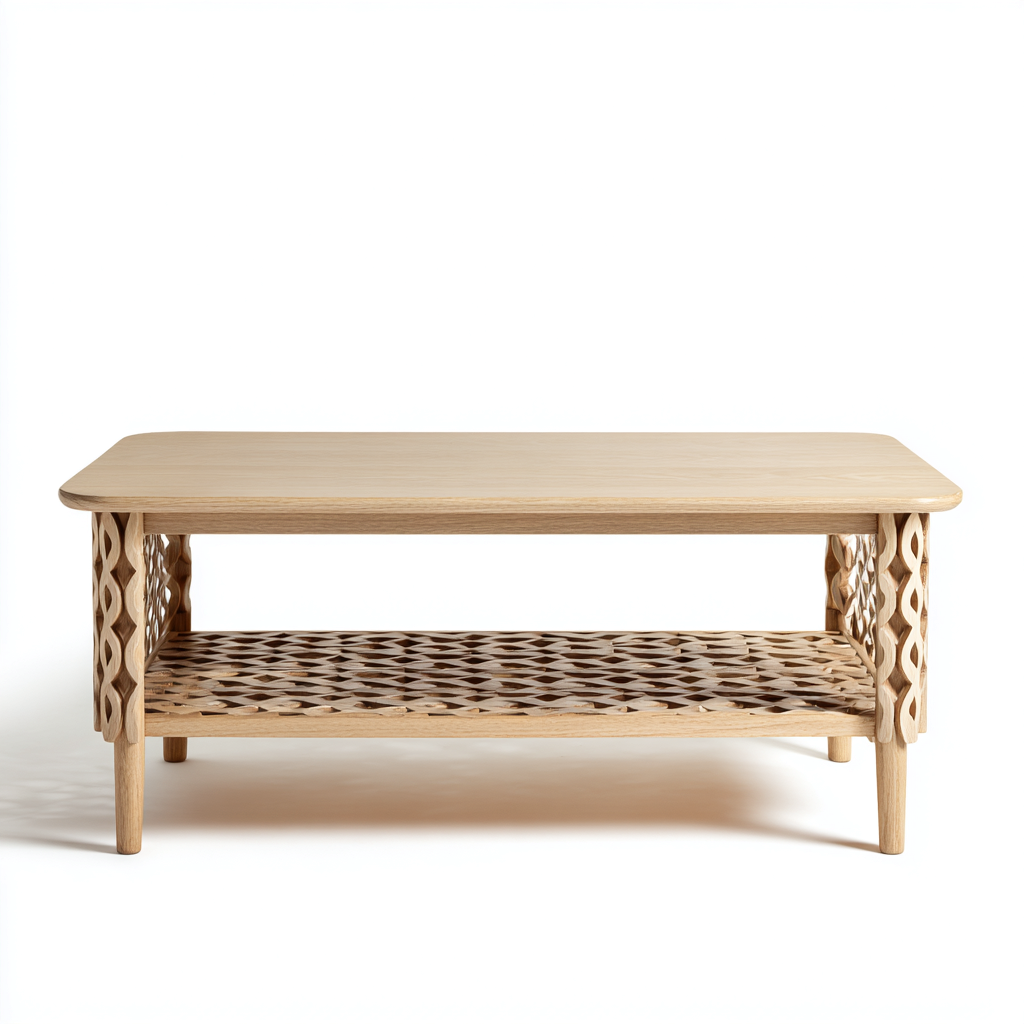 Couchtisch Holz 110x55x45 cm - natur - dekoratives Design - für Wohnraum-Roomuphub