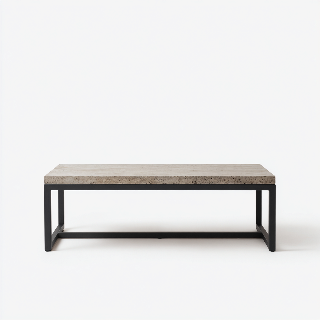 Couchtisch Betonplatte Metall 120x60x42 cm - grau - schwarz - modernes Design - für Wohnraum-Roomuphub